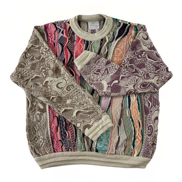 COOGI Australia Men’s Sweater M Multicolor Pastel Cable Knit Cosby Style Casual - Picture 1 of 8